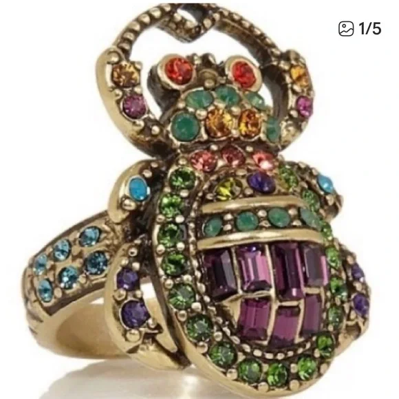 Heidi Daus Multicolored Crystal Beetle Ring Size 8 (NO LONGER IN PRODUCTION) - Picture 1 of 4